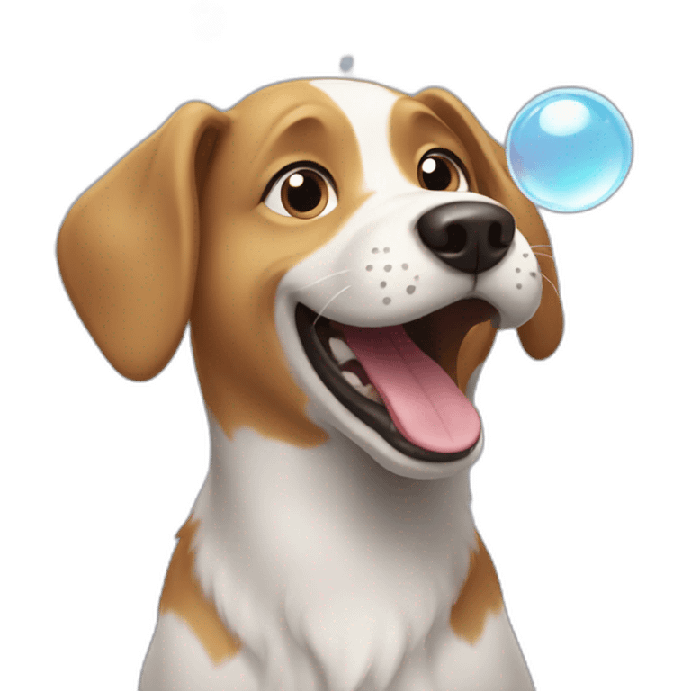 happy dog playing bubbles emoji