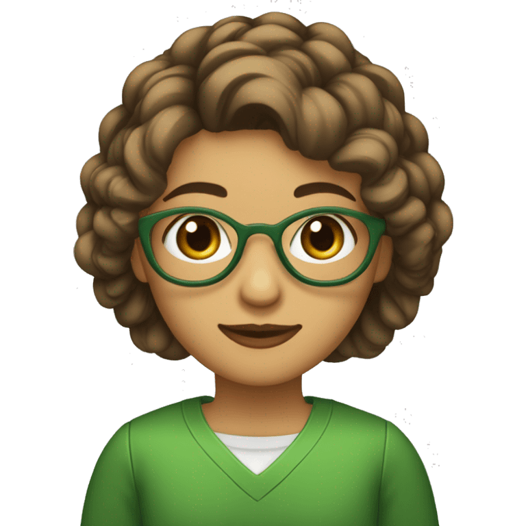 Mulher cabelo assimetrico castanho claro curto de um lado olhos verdes na academia  emoji