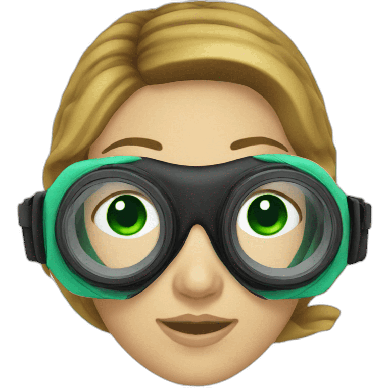 woman diving mask with green eyes emoji