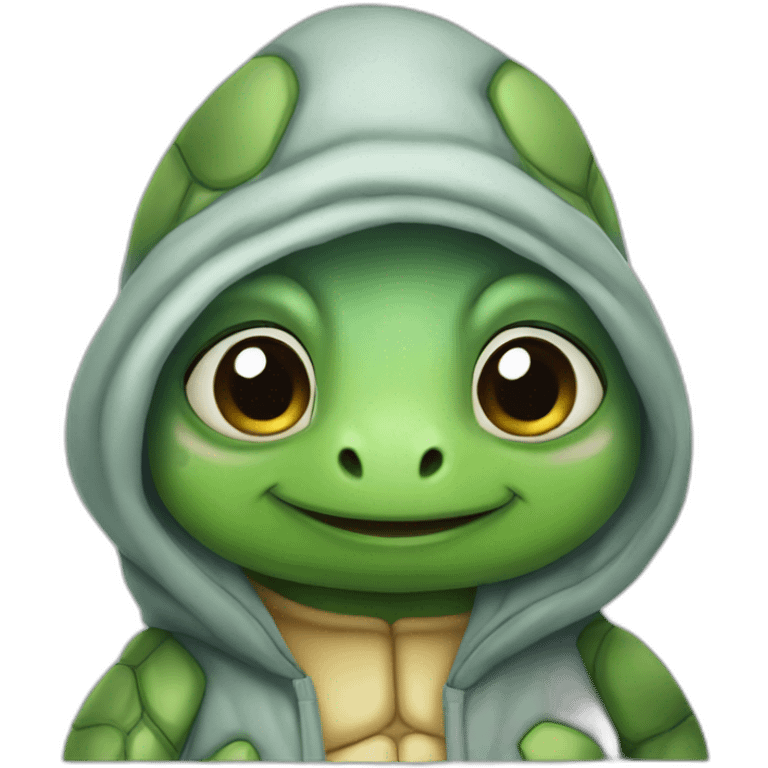 Little cartoon turtle wearing a hoodie emoji