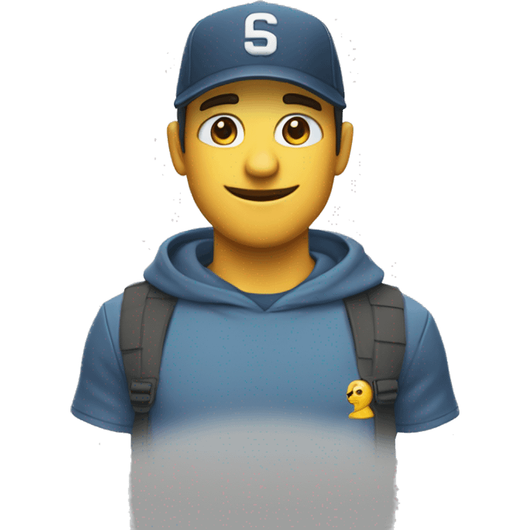 Create a character called trendinho shop with a cap and shirt written Trend Shop Promotions emoji