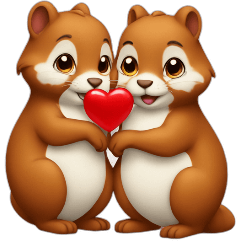 2 squirels in love with an heart between them emoji