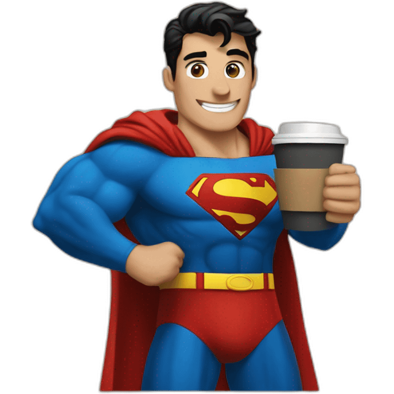 Superman-with-coffee emoji