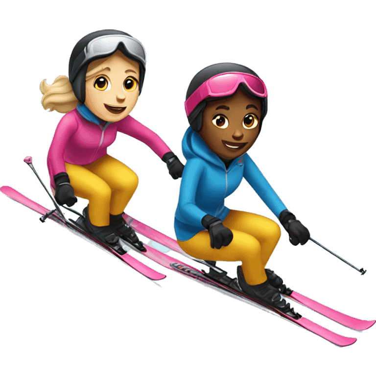 Two girls downhill skiing emoji