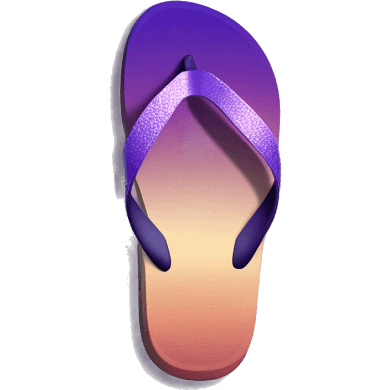 Realistic dark purple to light purple ombre flip flops with metallic silver accents. emoji