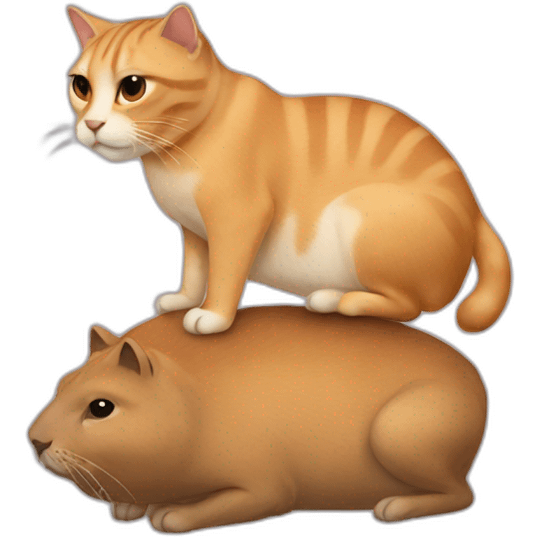 A cat on top of a cappybara  emoji