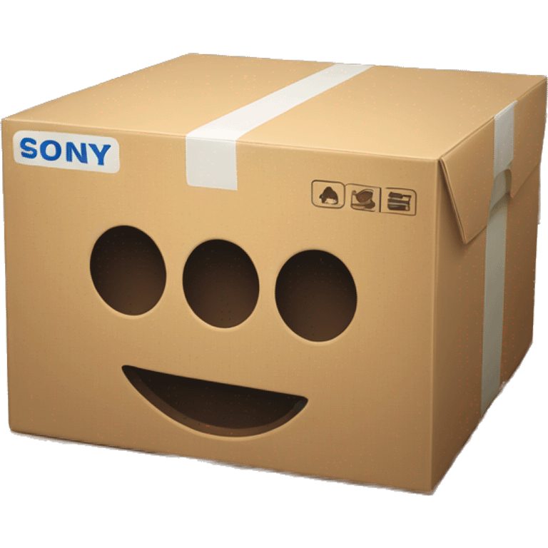 a box with "sony" logo on it emoji