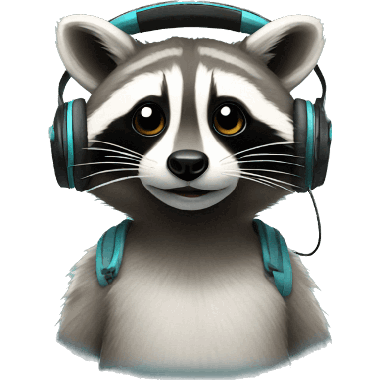  raccoon with headphones emoji