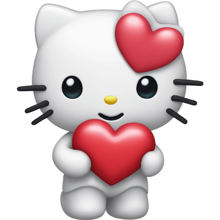 Hello kitty holding a heart emoji