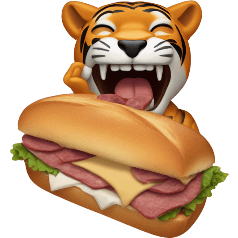 Tiger eating a pastrami sandwich  emoji