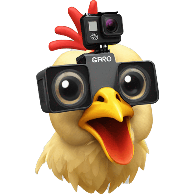 chicken with a gopro attached to head emoji