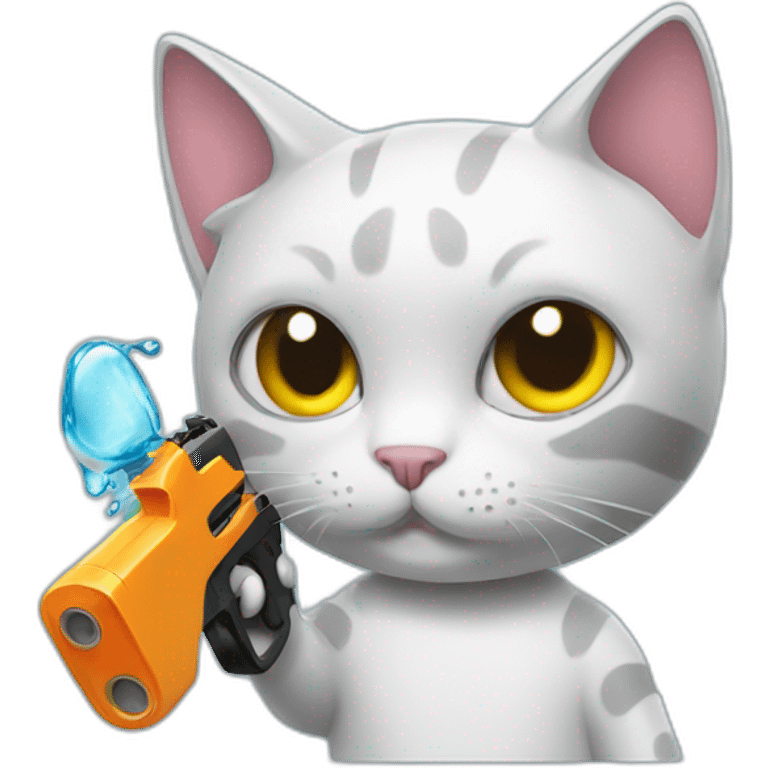 cat with metal water gun emoji