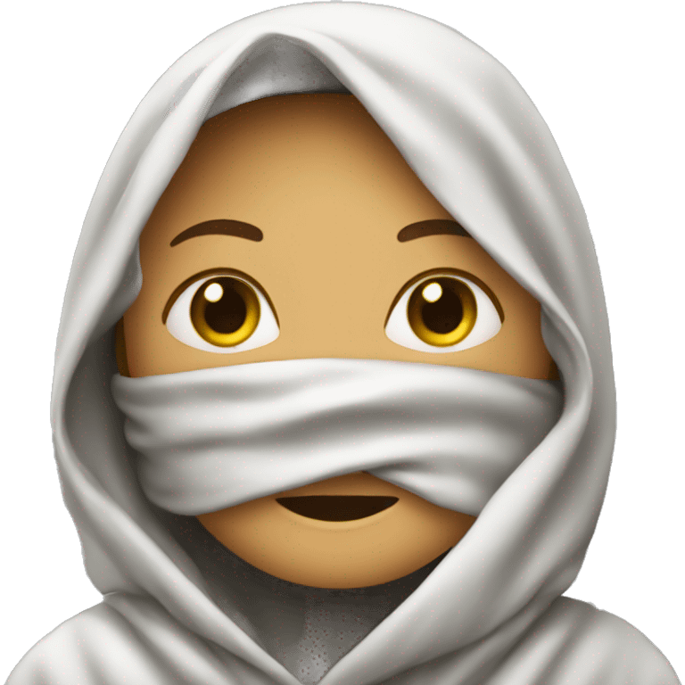 Girl covered in blanked  emoji