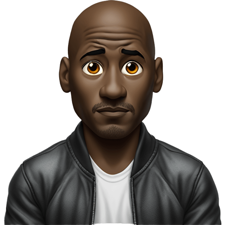 Michael Jordan in a jacket holds his head and is sad photorealistic serious emoji