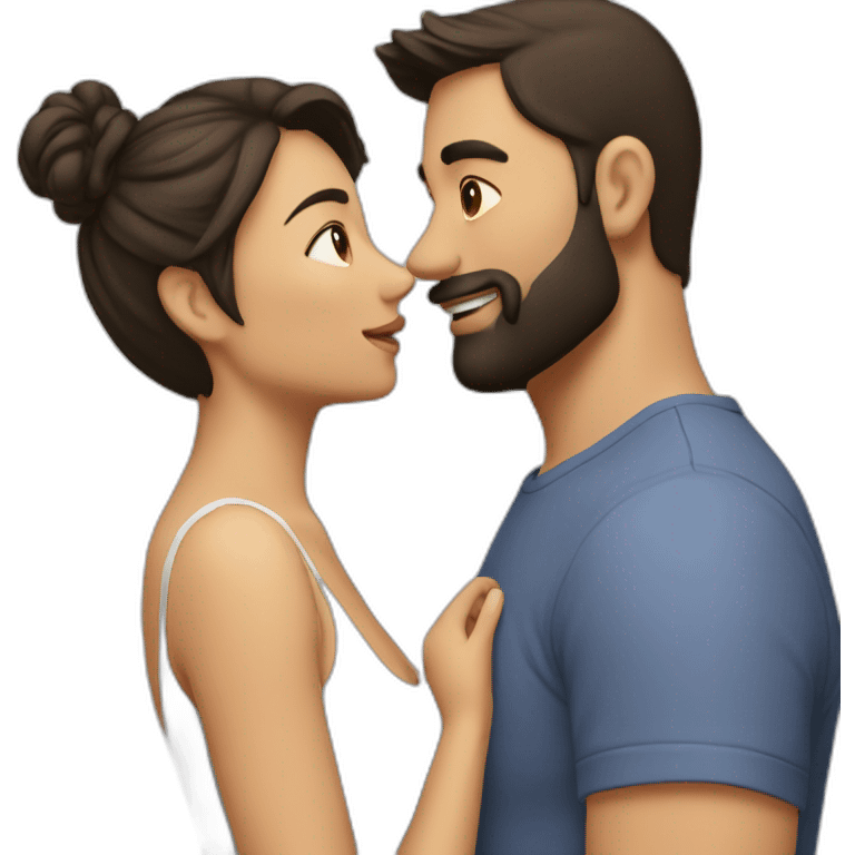 man-with-black-hair-and-beard-kissing-with-shorter-long-brown-hair-woman emoji