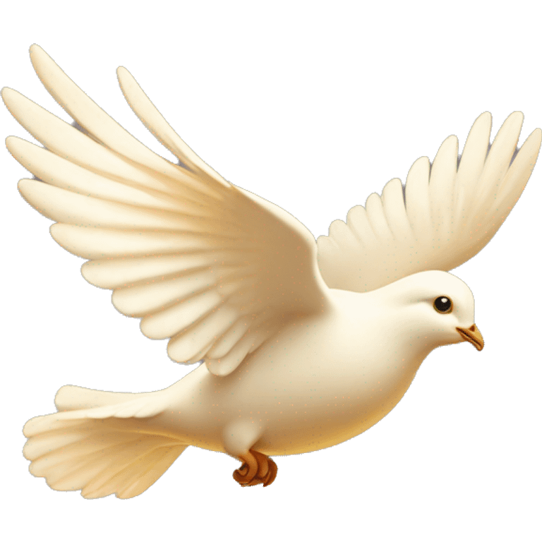 Flying white dove in golden light  emoji