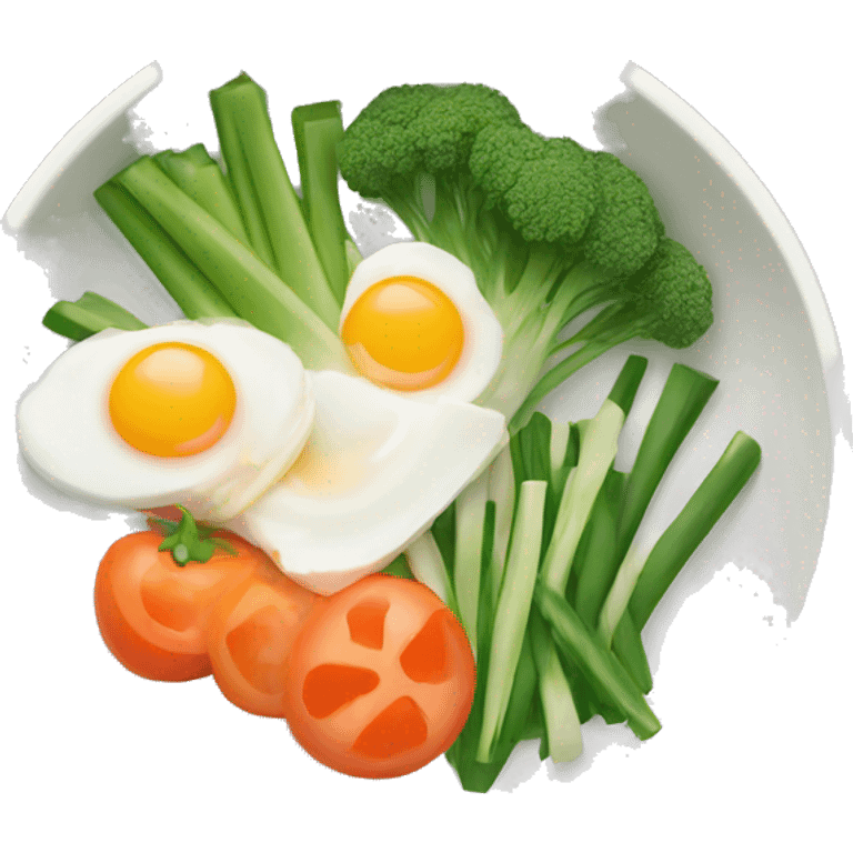 Bowl with sliced vegetables and egg emoji