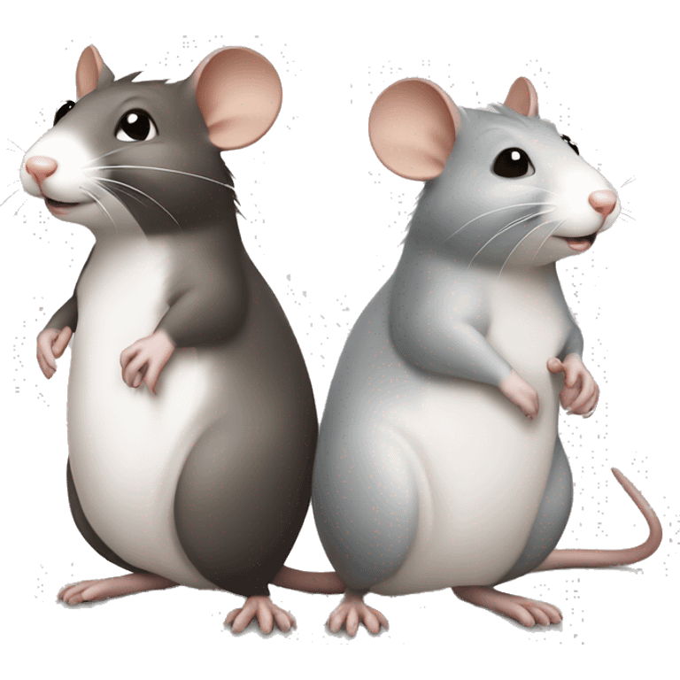 three differently colored rats grey white brown talking emoji