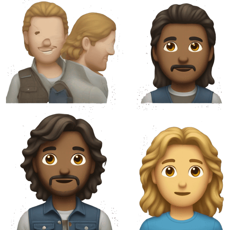 One guy with brown mullet and second guy with brown short cut  emoji