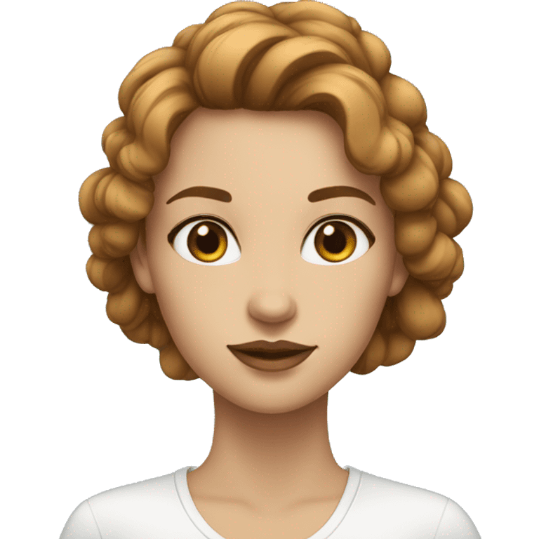 femme; peau blanche; cheveux marron; yeux bleu emoji