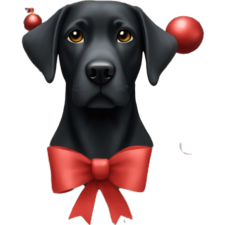 Black lab in a Christmas wreath emoji