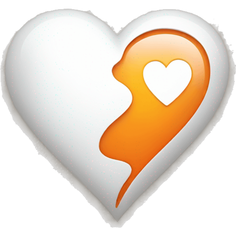 Half white and orange heart emoji