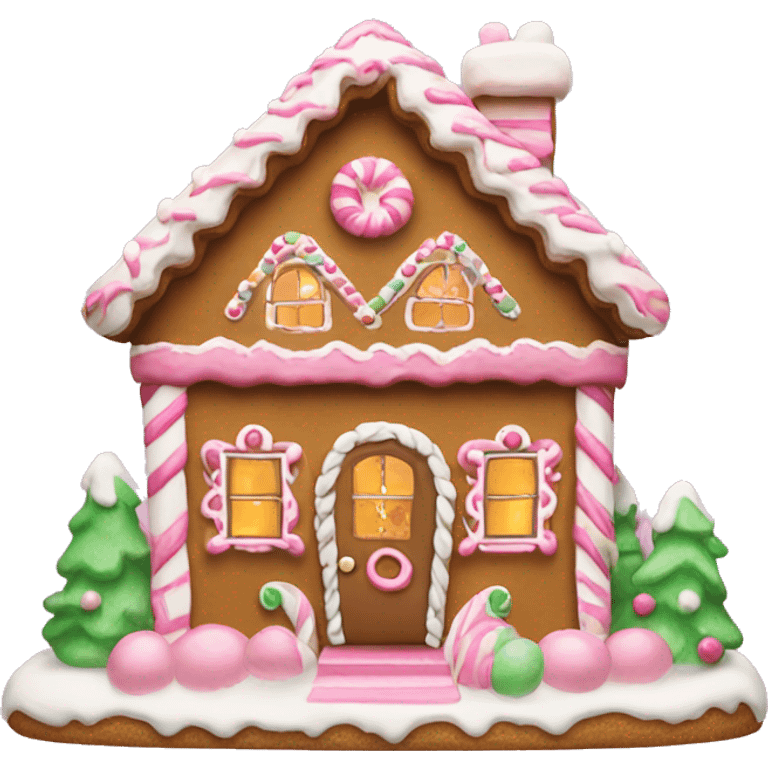 Gingerbread house with ligh pink accents  emoji