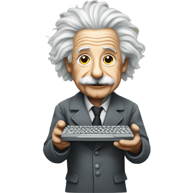 albert einstein holding computer emoji