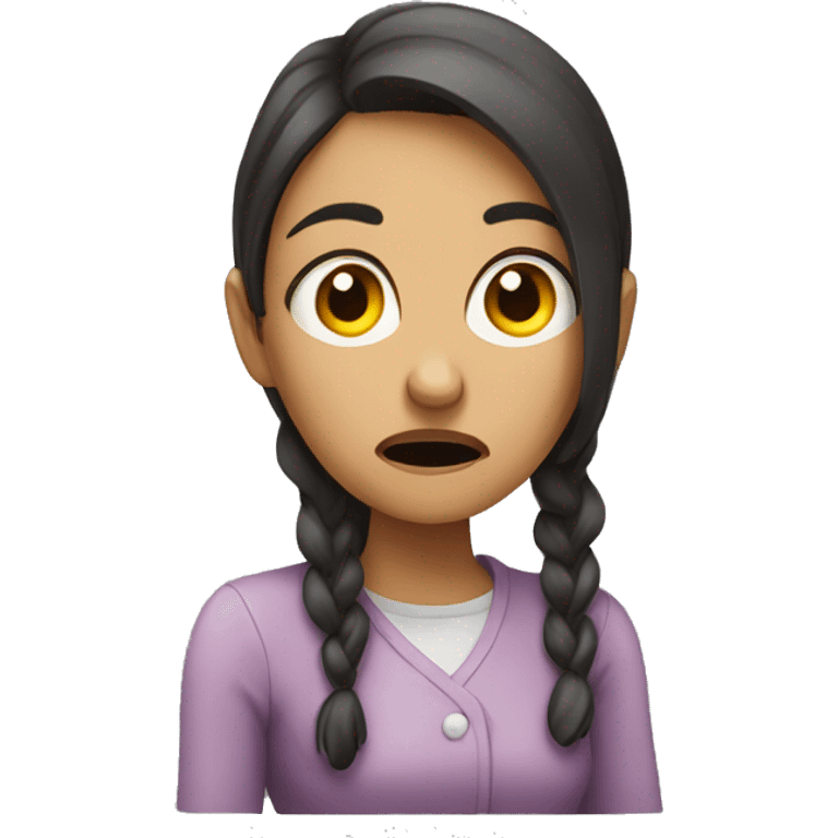 Lady looking extremely stressed out emoji