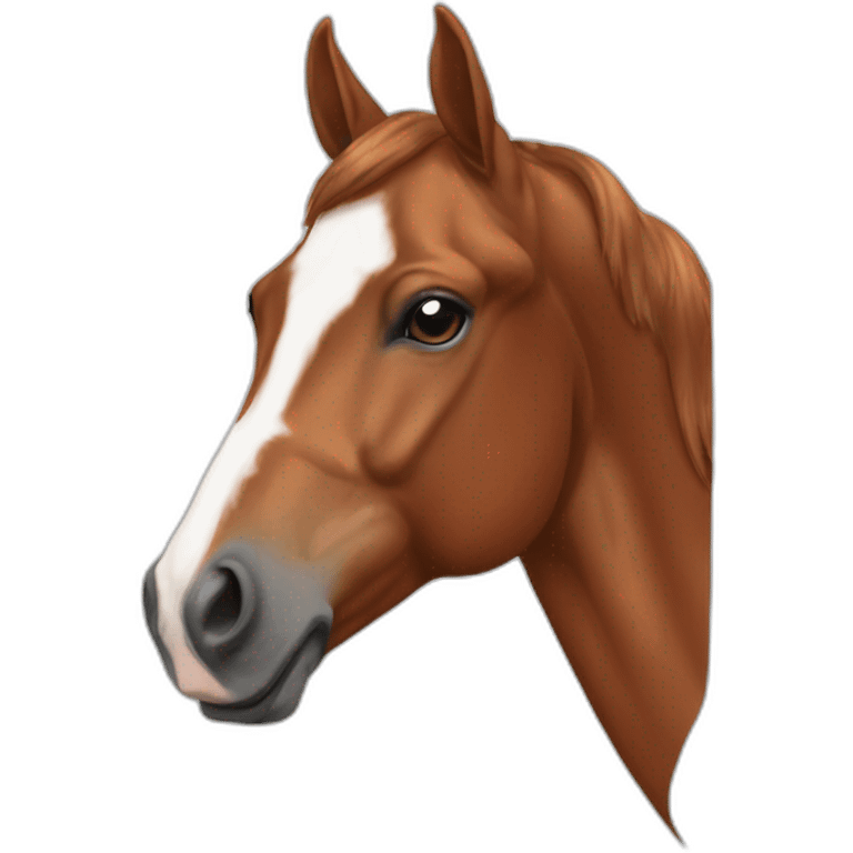 Chestnut warmblood horse with a white bless  emoji