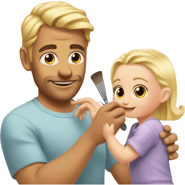 blonde babydaughter gives blonde dad a manicure emoji