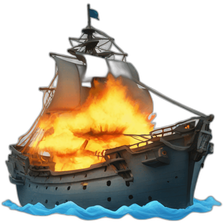 burning warship emoji