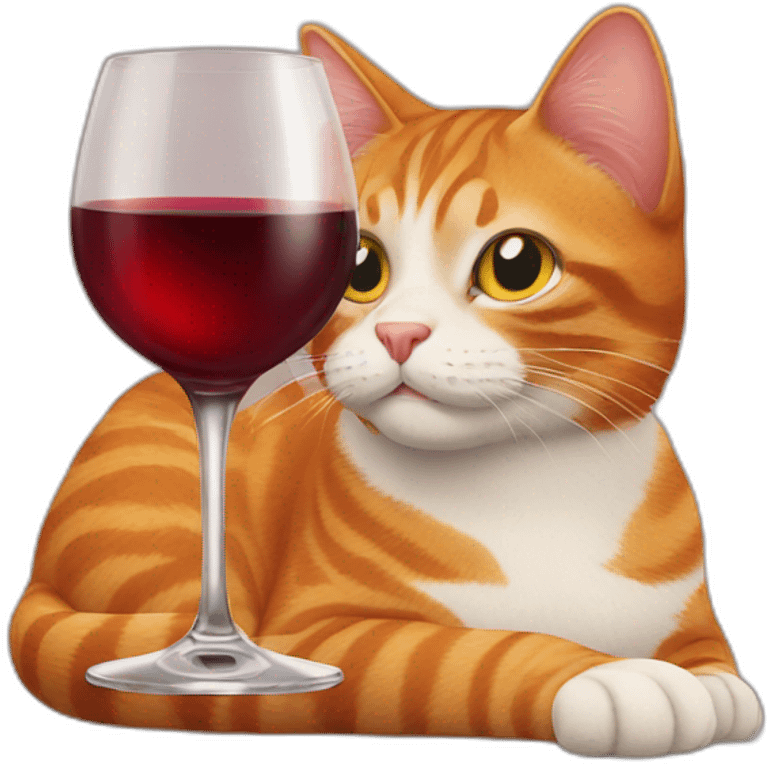 Ginger cat drinking red wine emoji