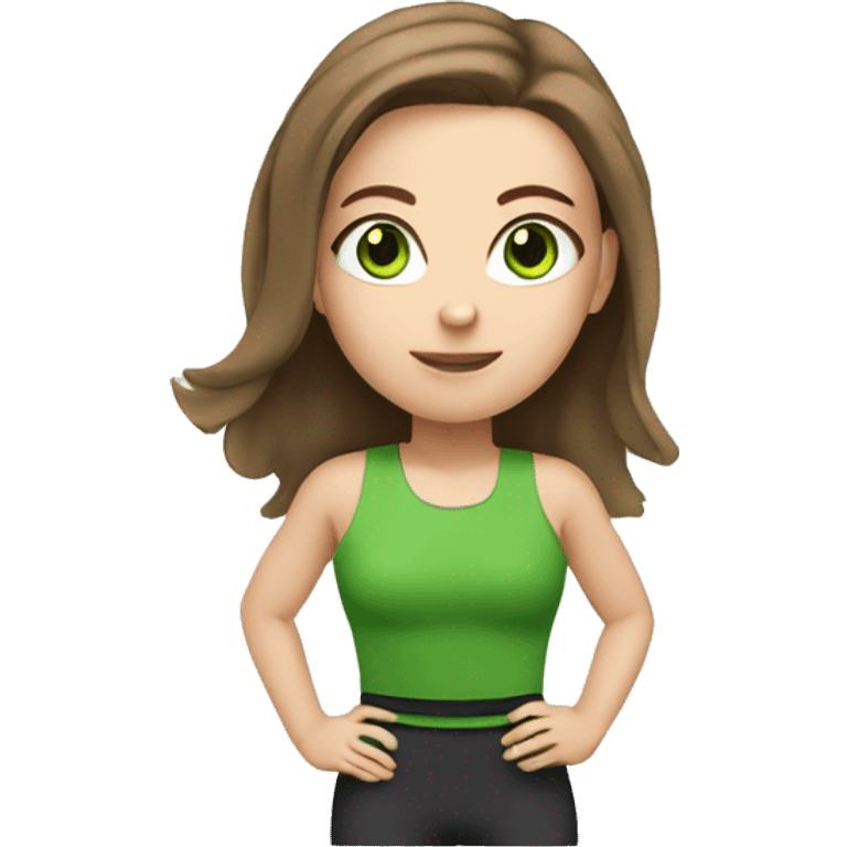 White girl with brown hair and green eyes training  emoji