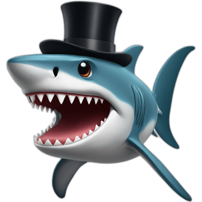 Shark with a top hat emoji