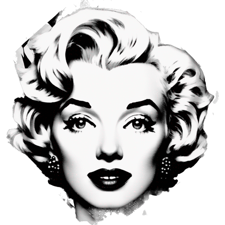 Black and white halftone collage of a face Marilyn monroe emoji