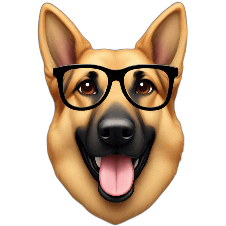 German shepherd dog with glasses emoji