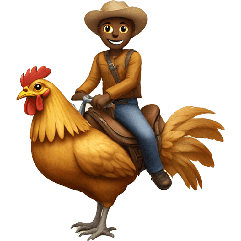 A cat riding a chicken emoji