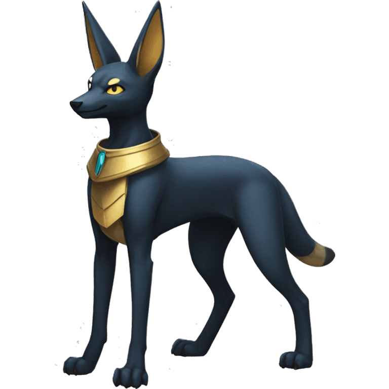 Anubis-Umbreon-Lucario on four legs full body emoji