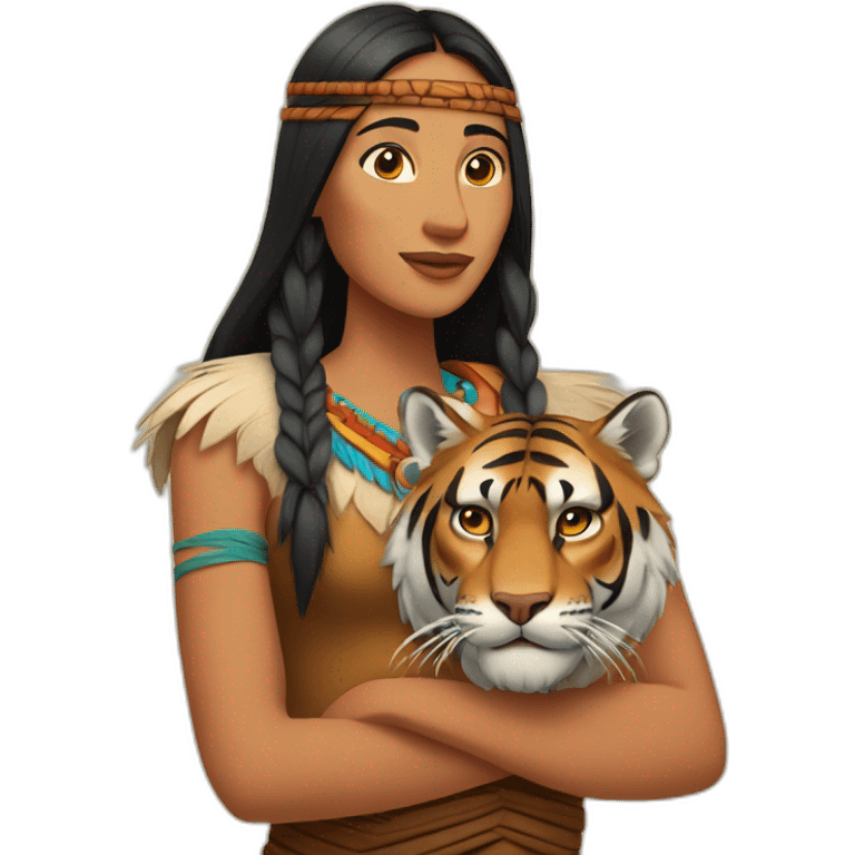 Pocahontas avec un tigre emoji