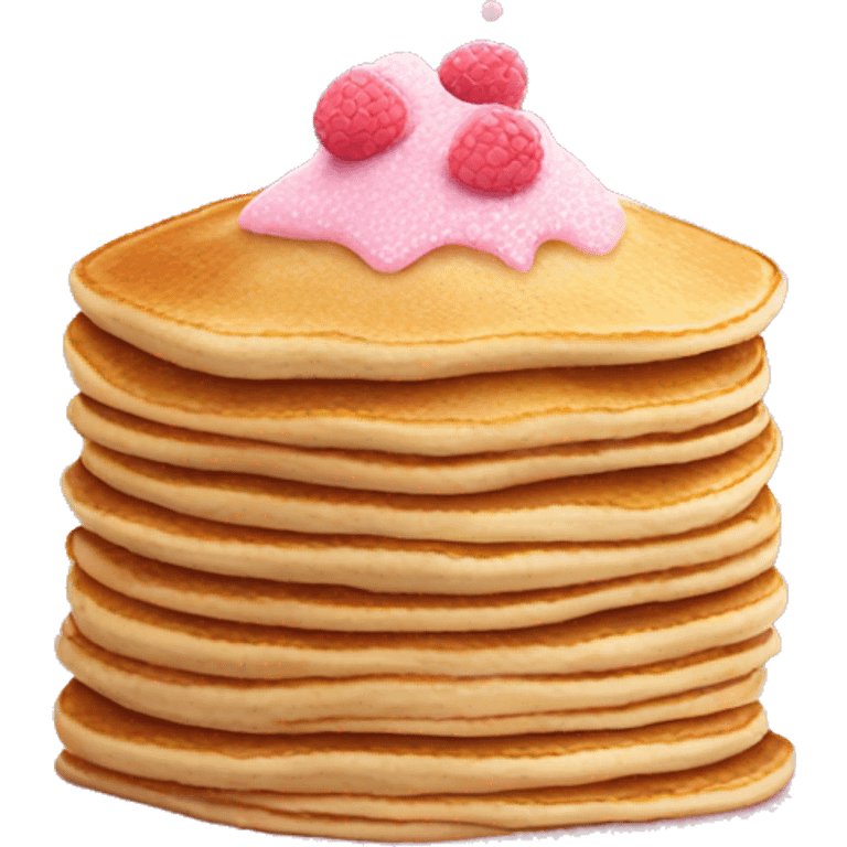 Pancake with powdered pink sprinkled emoji