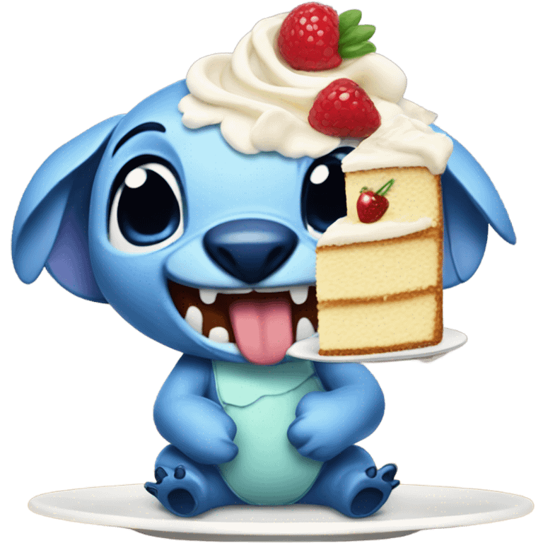 Stitch eating a tres leches cake  emoji