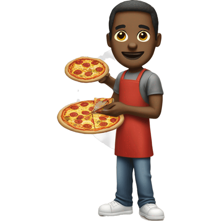 black man making a pizza emoji