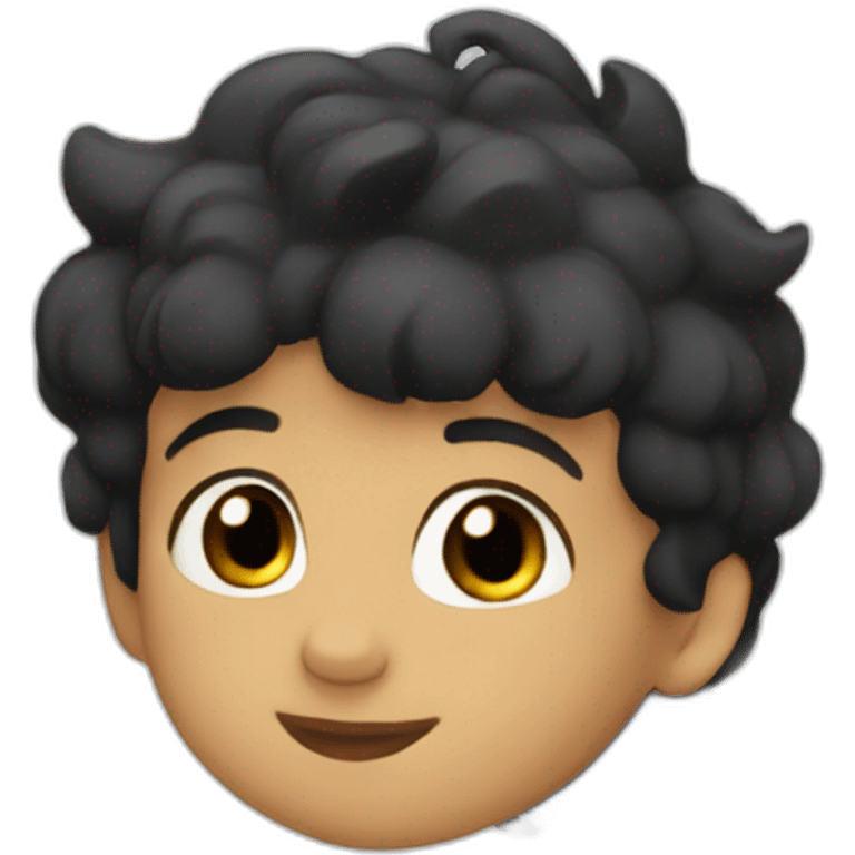 white two year old black hair gabriel with wings emoji