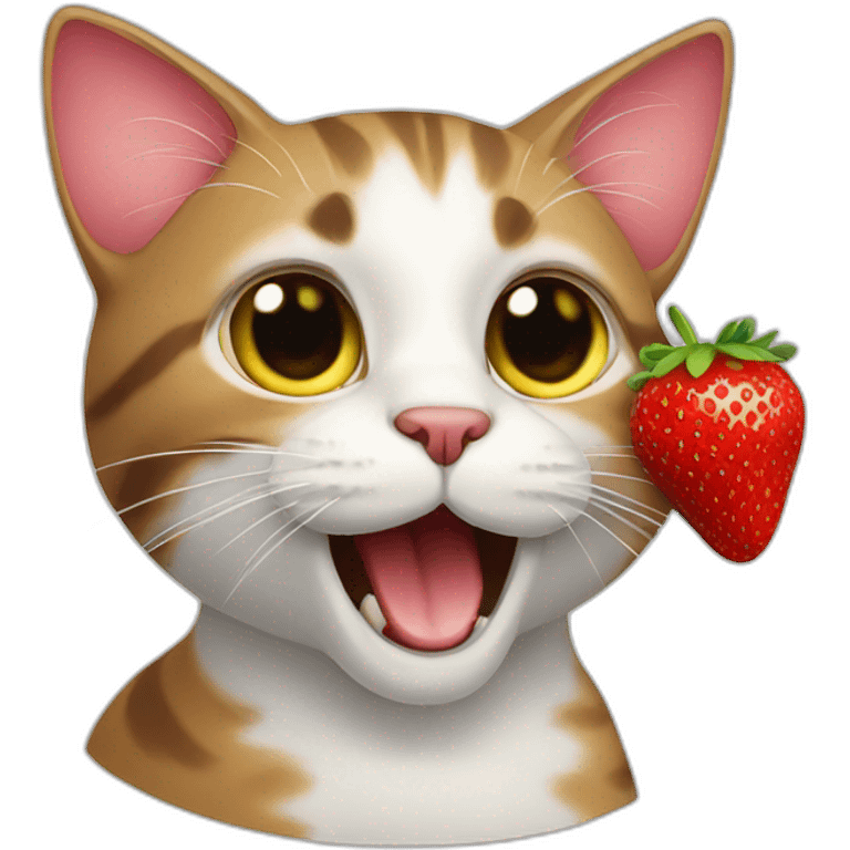 cat eating a strawberry emoji