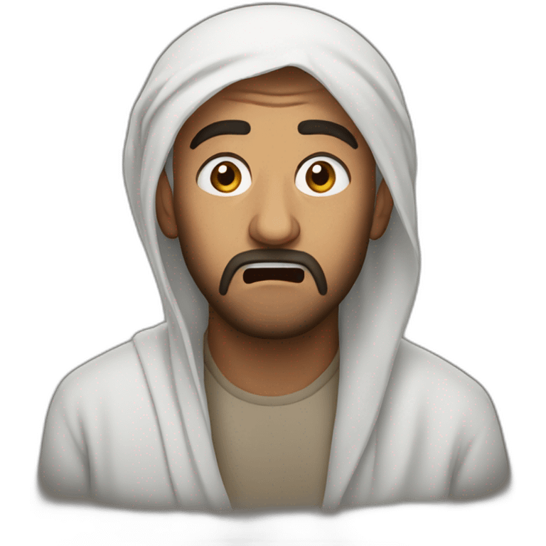 Scared Muslim man emoji