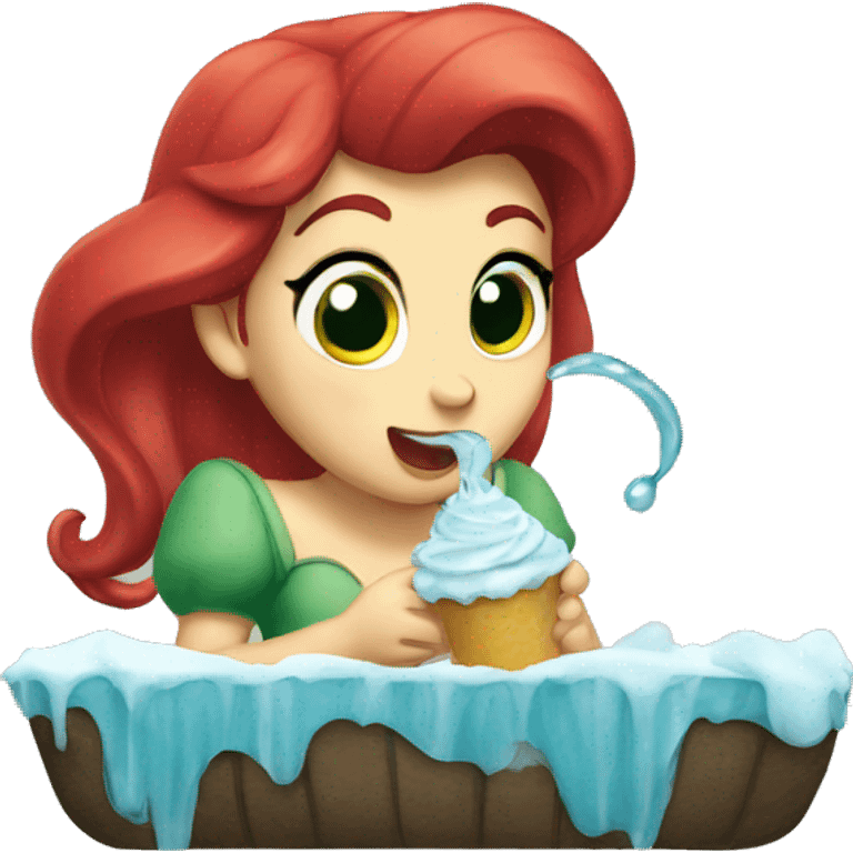 Ariel eating an ice  emoji