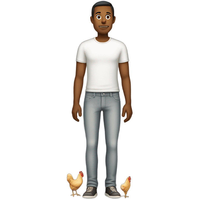 A man with chicken legs instead of human legs emoji