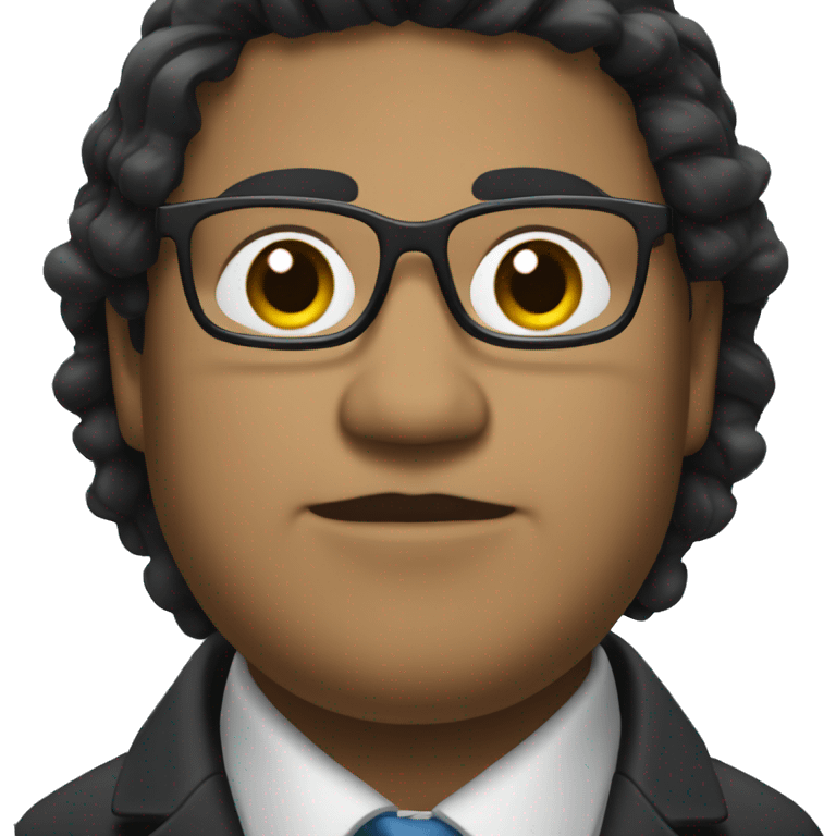 chubby man with glasses and long black hair no mustache in coat and tie emoji