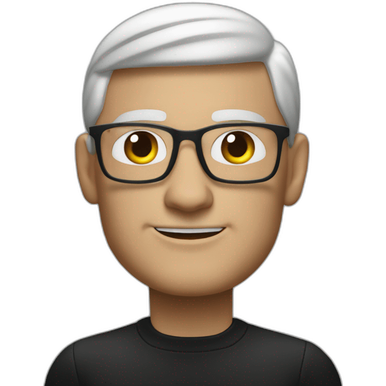 tim cook with macbook pro on desk all black emoji